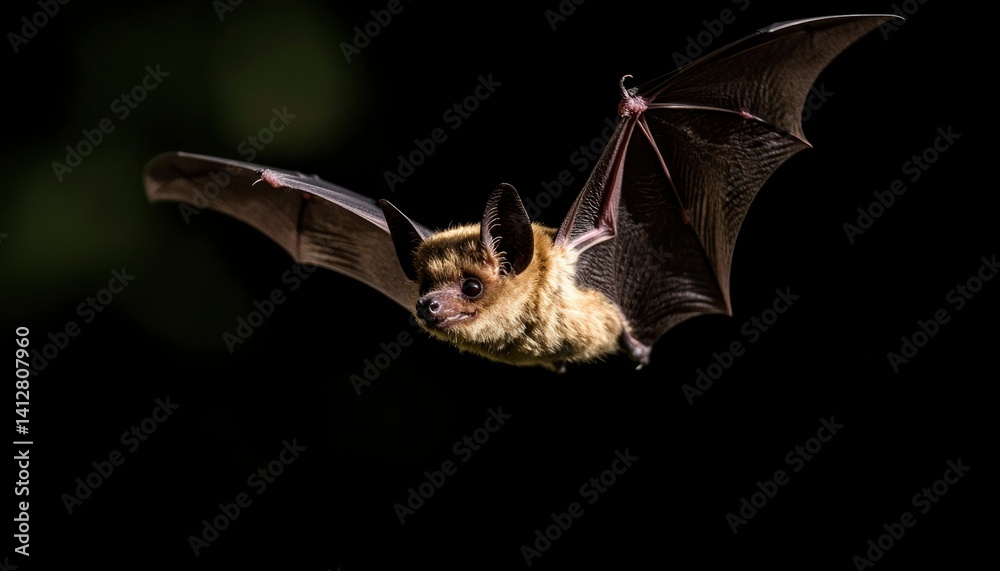 Fototapeta premium Bat in flight against dark background