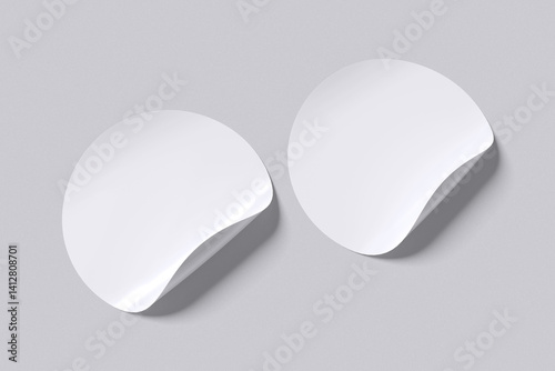 Round Sticker with grey background color for mockup