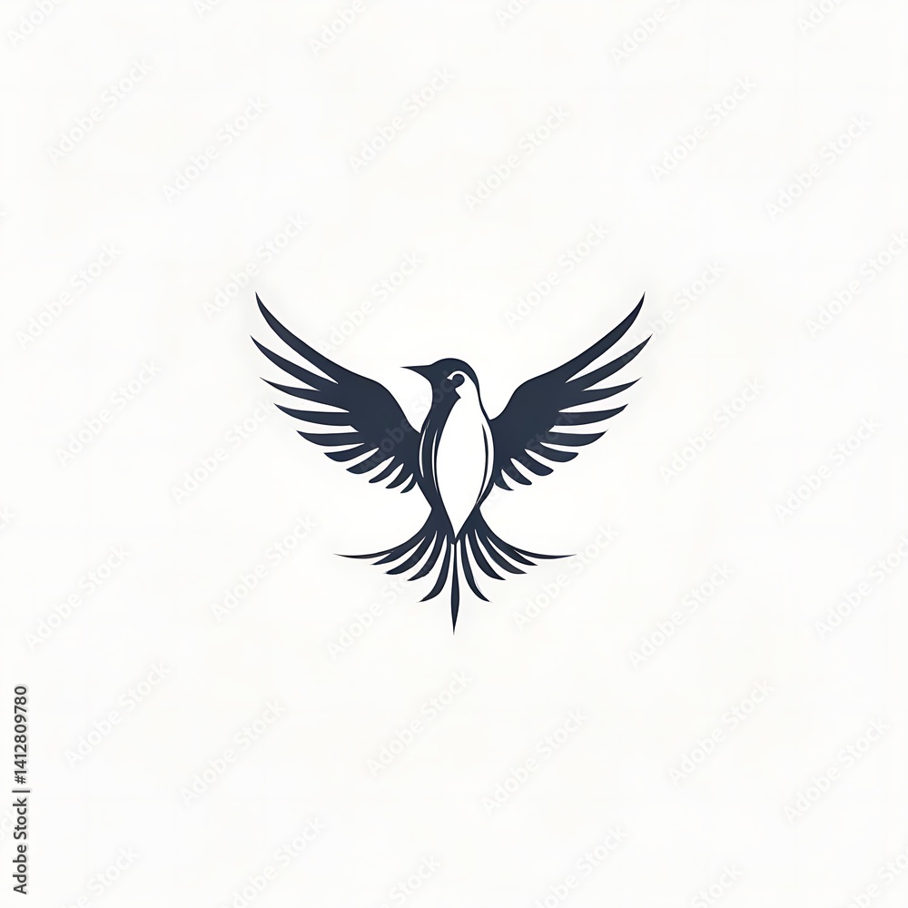 Obraz premium Stylized Bird Logo Design with Spread Wings