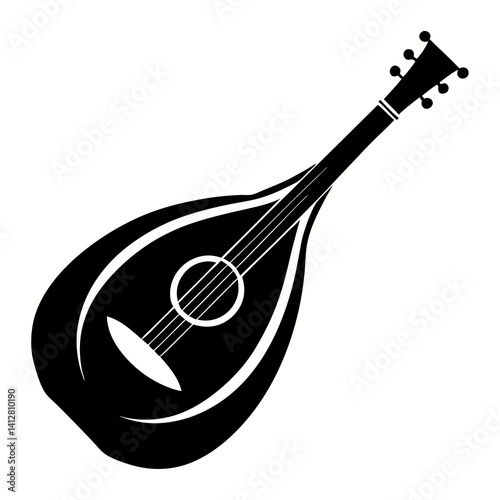 Lute silhouette vector silhouette black on white background