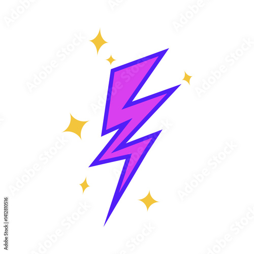 Purple Lightning Bolt with Yellow Star Bursts
