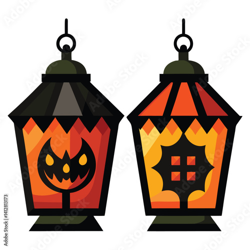 Halloween pumpkin lantern isolated on white Background