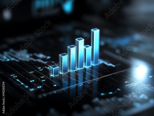 Animated bar graphs growing in upward spiral motion, longterm investment success concept photo