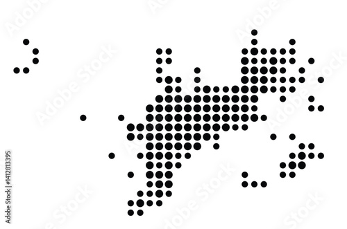 Symbol Map of Birmingham (United States) showing the city with a pattern of just a few black dots
