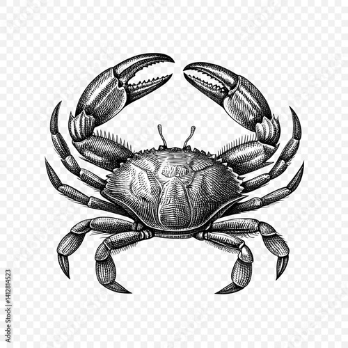 Crab vector illustration. Engraving retro style.