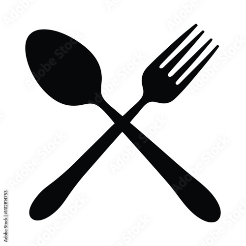 Crossed Spoon and Fork Silhouette: Classic Symbol of Dining and Cuisine