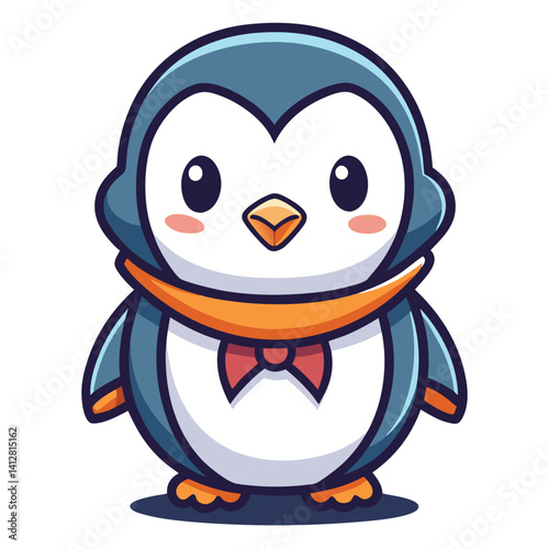 Cute penguin with scarf and bowtie