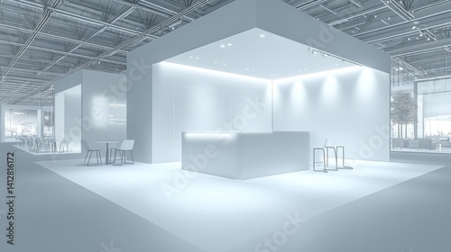 Modern White Exhibition Booth with Minimalist Design