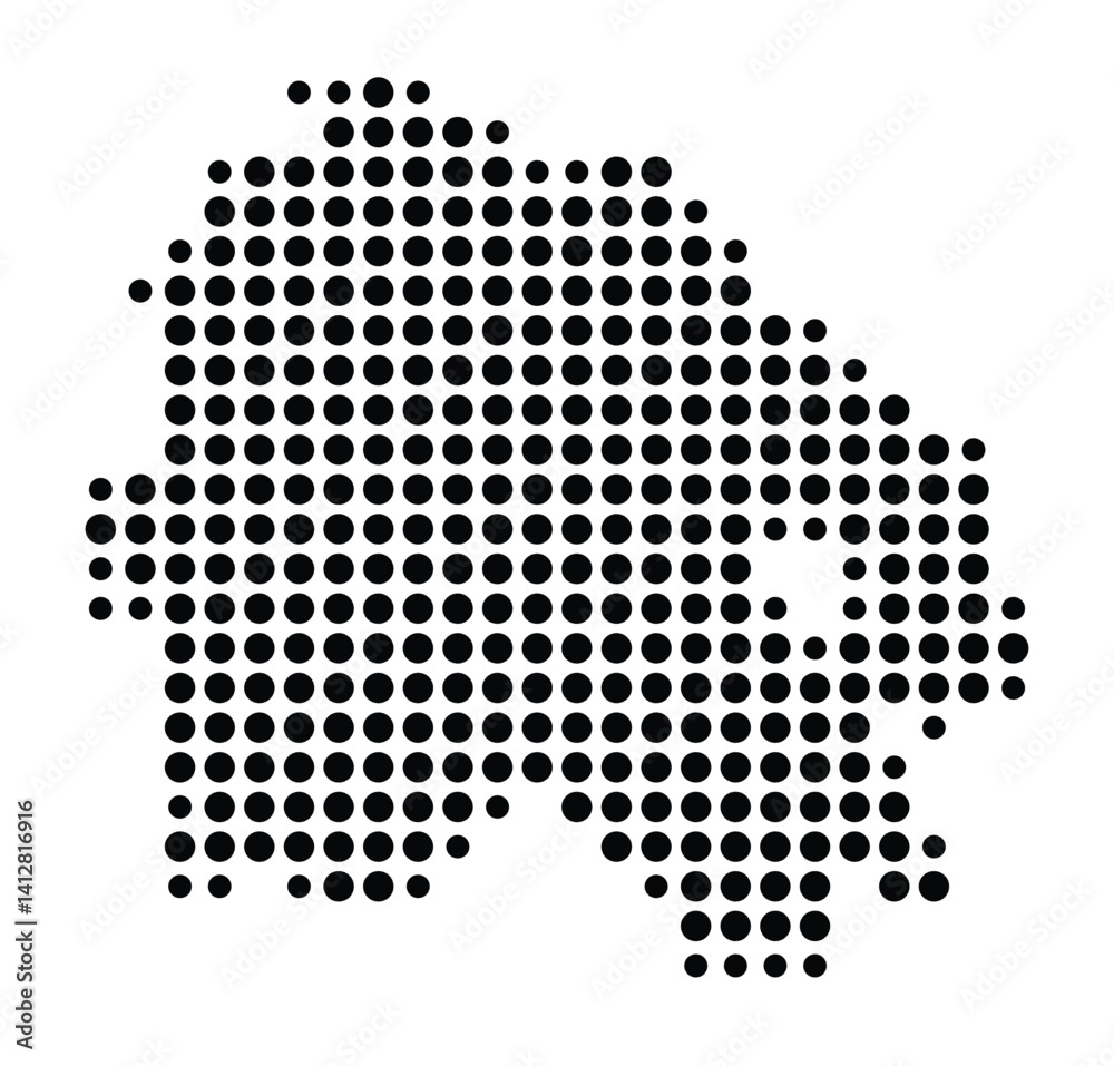 Symbol Map of Concord (United States) showing the city with a pattern of just a few black dots
