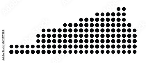 Symbol Map of Dublin (United States) showing the city with a pattern of just a few black dots