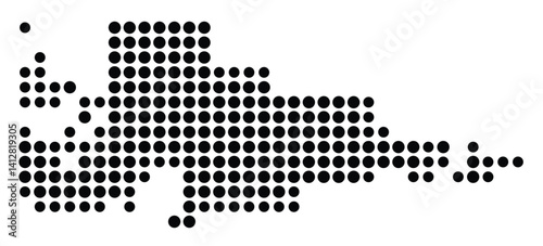 Symbol Map of Lancaster (United States) showing the city with a pattern of just a few black dots