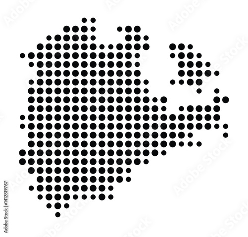 Symbol Map of Milpitas (United States) showing the city with a pattern of just a few black dots