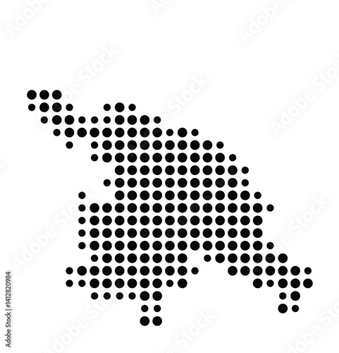 Symbol Map of Petaluma (United States) showing the city with a pattern of just a few black dots