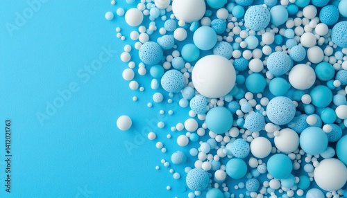 Abstract sphere design on vibrant blue background