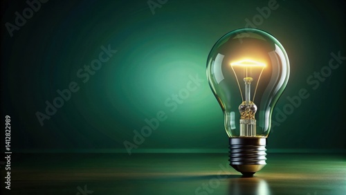 Illuminated Glass Lightbulb on Dark Surface Representing Ideas and Innovation
