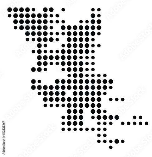 Symbol Map of Stockton (United States) showing the city with a pattern of just a few black dots