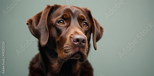 Wallpaper Mural Close-up of chocolate labrador retriever sitting obediently, friendly, brown Torontodigital.ca