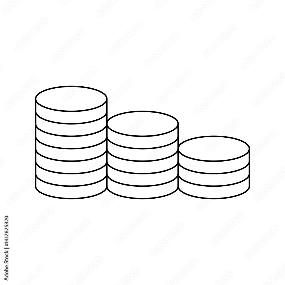 Money Coin Icon. Money Coin Vector Icon in line style design. Symbol of Money Coin. Vector illustration. Money Coin Icon. Money Coin Vector Icon in line style design. Symbol of Money Coin. Vector illustration.