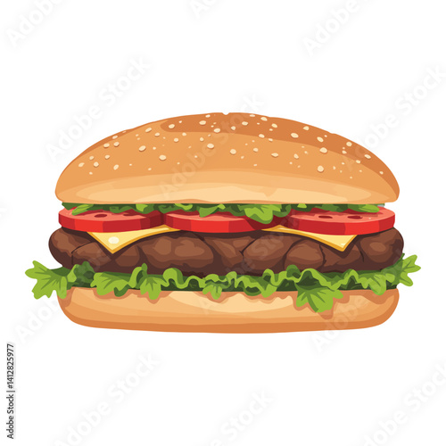 Delicious Sub Sandwiches with Fresh Lettuce Tomato and Cheese Isolated Hand Drawn Vector Illustration