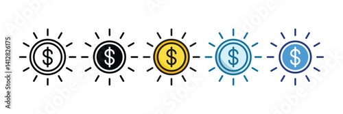 Dollar Sign Icon Set Multiple Style Collection