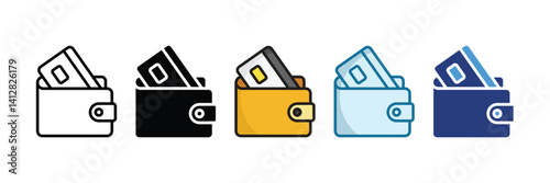 Wallet Icon Set Multiple Style Collection
