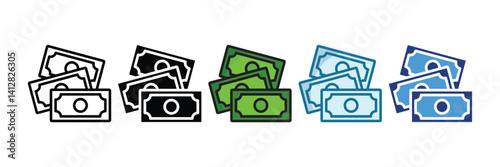Cash Icon Set Multiple Style Collection
