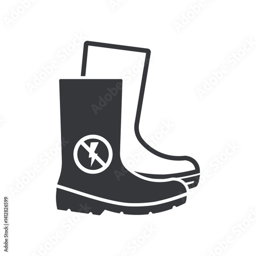 Isolated pictogrm wear electrically resistant boots for protection against high voltage electricity in hazardous areas