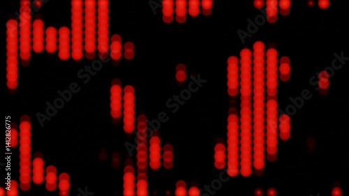 Abstract background of orange blurred round dots, chaotically moving on a black background