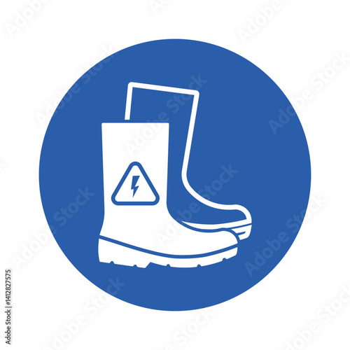 Isolated pictogrm wear electrically resistant boots for protection against high voltage electricity in hazardous areas