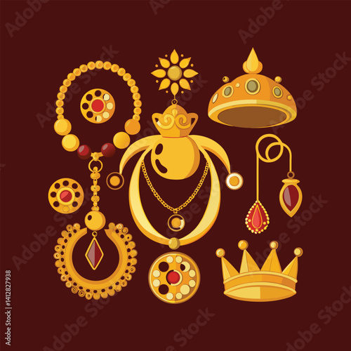 Elegant jewelry set. Jewellery set with diamond. Jewelry accessories collage. Product still life concept. Ring, necklace and earrings