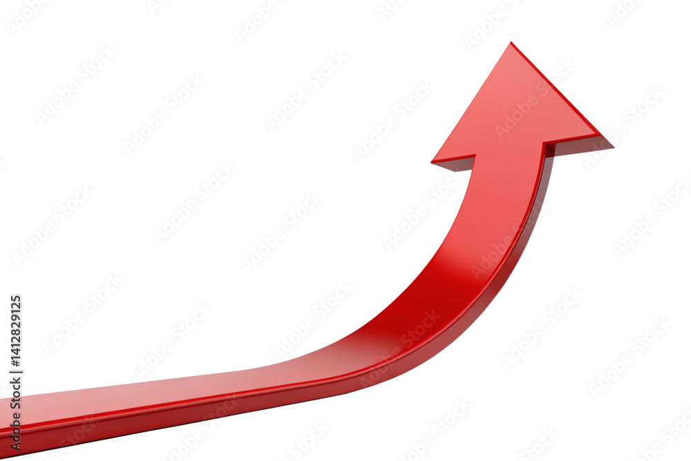 A 3D red arrow symbolizing growth or upward trends. isolated on transparent background - generated by ai A 3D red arrow symbolizing growth or upward trends. isolated on transparent background - generated by ai