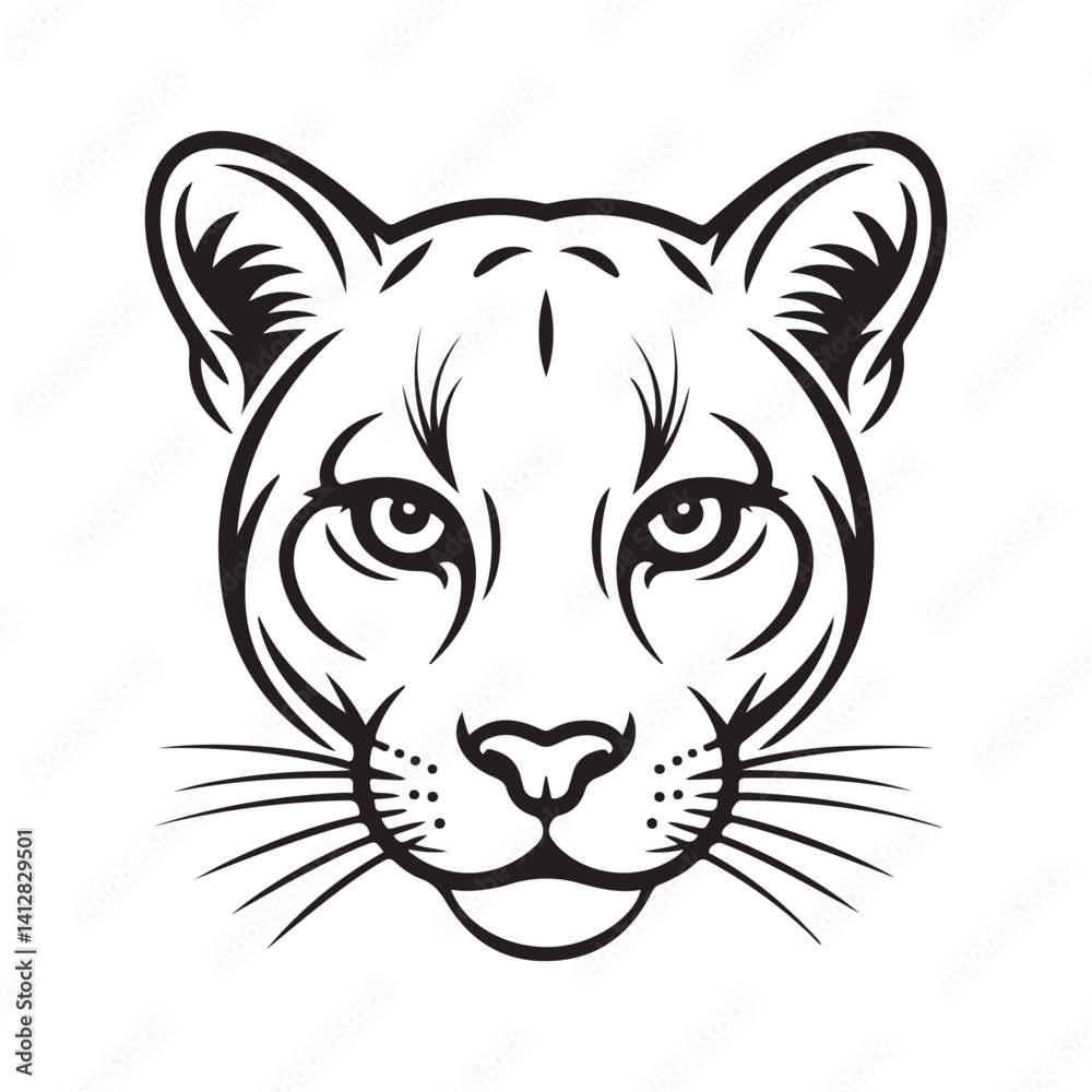 Fototapeta premium Cougar Head Sketch Illustration