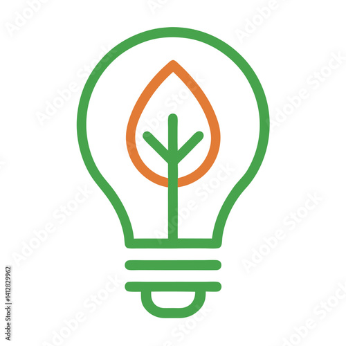 clean energy line icon LED light bulb silhouette