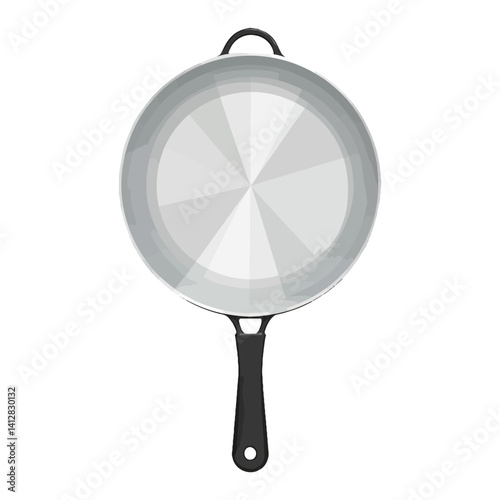 Empty Wok with Long Handle Kitchen Utensil Cookware Isolated Hand Drawn Vector Illustration