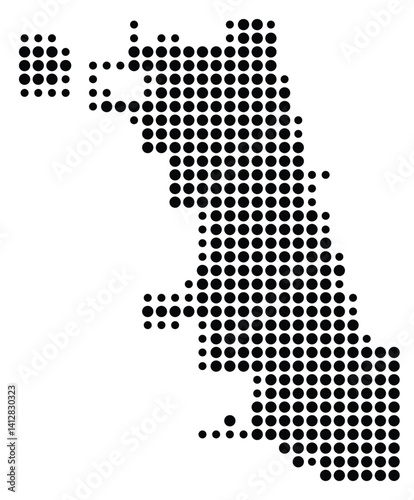 Symbol Map of Chicago (United States) showing the city with a pattern of just a few black dots