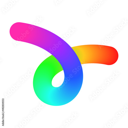 Abstract wavy gradient lines with playful squiggle shapes, colorful ribbon elements, geometric doodle pattern, and fluid 3D design. Flat vector illustration isolated on white background.
