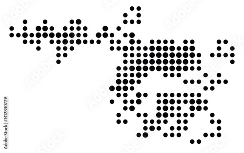 Symbol Map of Joliet (United States) showing the city with a pattern of just a few black dots