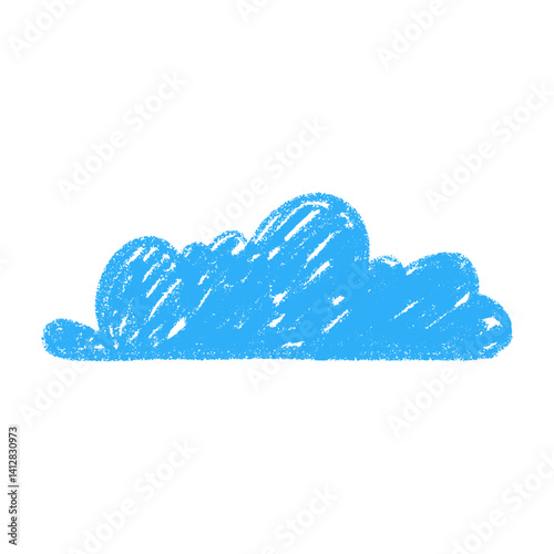 Pastel crayon clouds with chalky texture. Kid-friendly sky elements. Flat vector illustration isolated on white background.