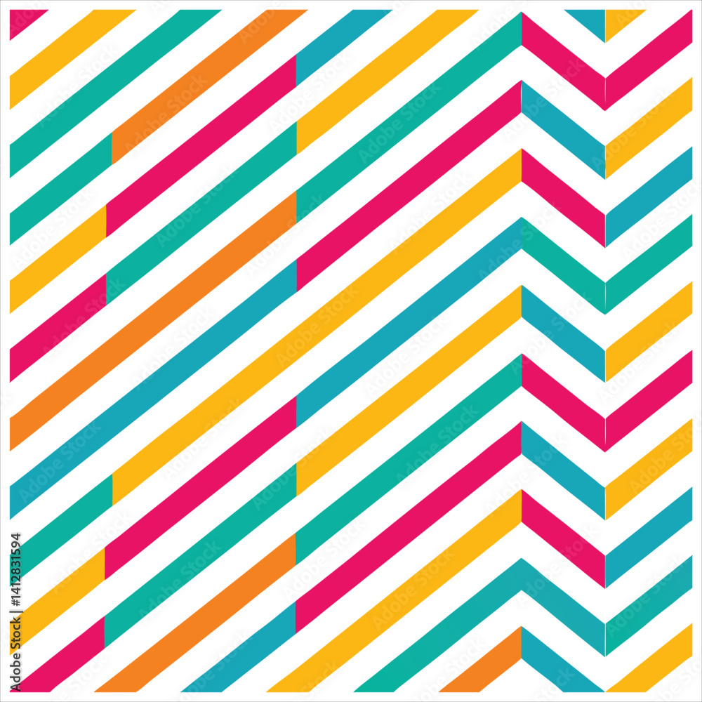 Obraz premium Vibrant Linear Seamless Patterns Colorful Digital Background Set.
