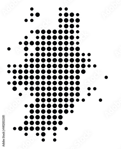 Symbol Map of Cedar Rapids (United States) showing the city with a pattern of just a few black dots