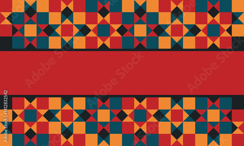 Beautiful geometric background. Figures of different shapes. Tribal form. Flowers. Geometric design. Creative textures. Colorful art. Modern graphic poster. Retro color. Vector illustration