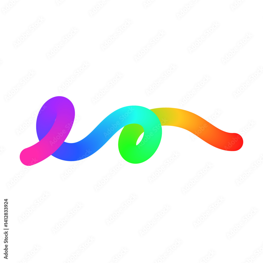 Abstract wavy gradient lines with playful squiggle shapes, colorful ribbon elements, geometric doodle pattern, and fluid 3D design. Flat vector illustration isolated on white background. Abstract wavy gradient lines with playful squiggle shapes, colorful ribbon elements, geometric doodle pattern, and fluid 3D design. Flat vector illustration isolated on white background.