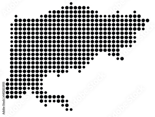 Symbol Map of New Orleans (United States) showing the city with a pattern of just a few black dots