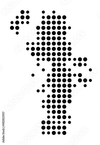 Symbol Map of Bowie (United States) showing the city with a pattern of just a few black dots