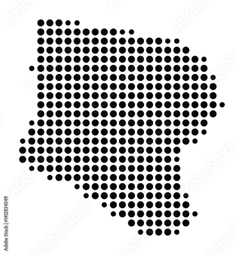 Symbol Map of Framingham (United States) showing the city with a pattern of just a few black dots