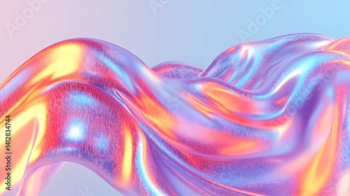 Fluid, iridescent fabric drapes in vibrant hues.