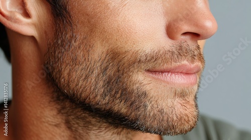 Closeup man face profile details natural light photography