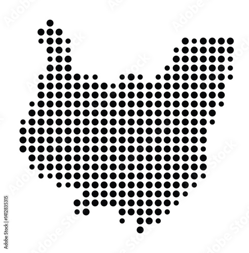 Symbol Map of Revere (United States) showing the city with a pattern of just a few black dots
