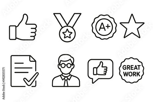 outline vector icons of brain motivation: brain goal, growth mindset, achievement path, success target, driven thought, winner brain, climb icon, purpose icon. set of line style icons in a modern,