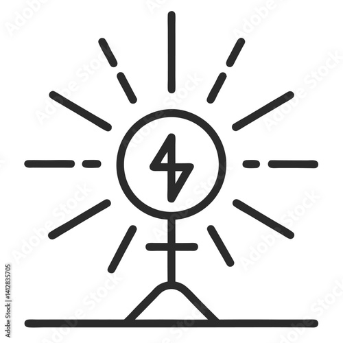 power conservation line icon sunlight silhouette